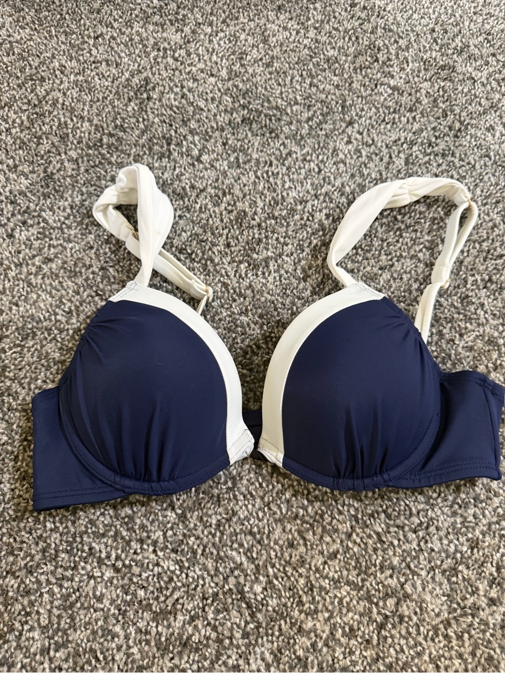 Navy and White Push-Up swim top